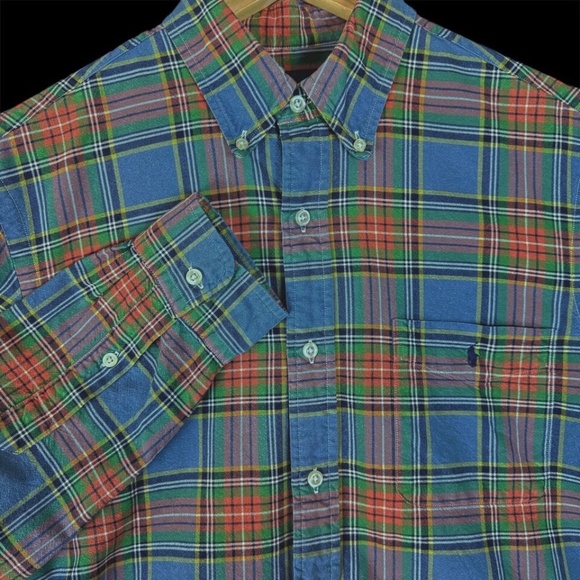 Ralph Lauren MEDIUM Classic Fit Long-Sleeved Plaid Button Down Collar Shirt - Picture 2 of 11